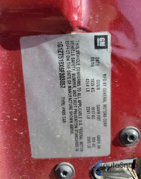 2006 Chevrolet Malibu Lt z USA, uszkodzony, nr VIN 1G1ZT518X6F303057